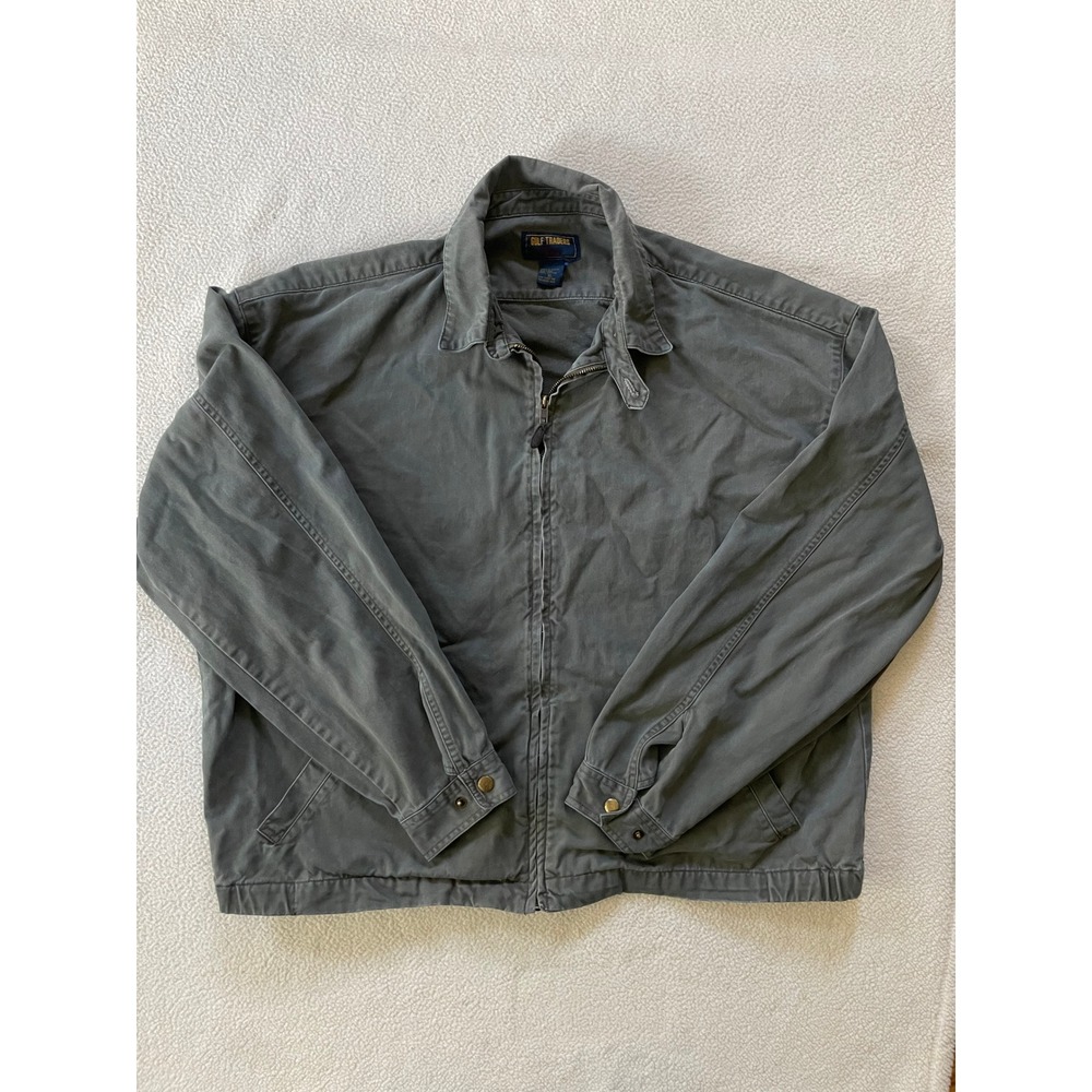 90s Vintage Gulf Traders Mens XL Jacket Gray Cotton Full Zip Workwear Classic XL